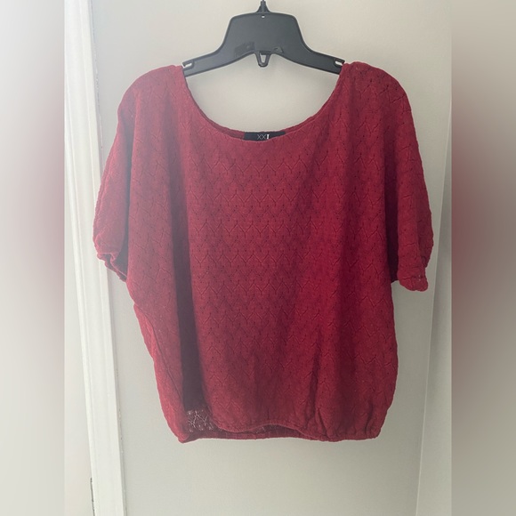 Forever 21 Tops - Forever21 - Beautiful wine red short sleeve shirt out of lace-style fabric 🍷❤️